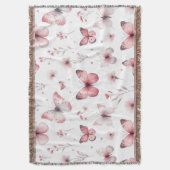 Pink Butterflies  Deken (Voorkant Verticaal)