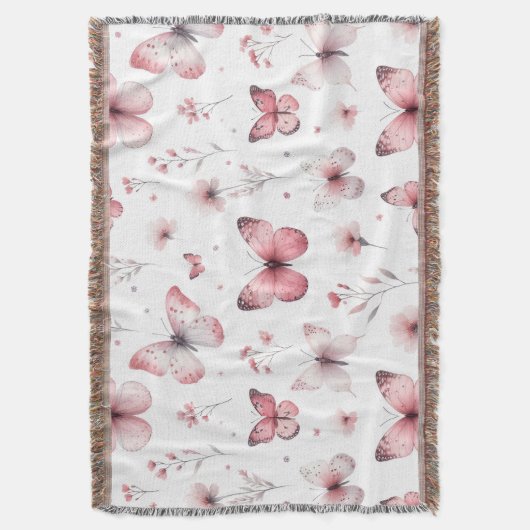 Pink Butterflies Deken (Voorkant Verticaal)