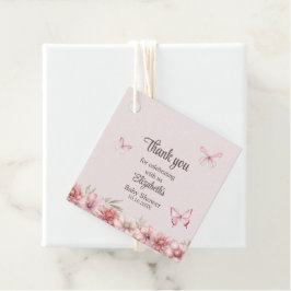 Pink Butterflies & Flowers Baby shower Bedankt Bedankjes Labels