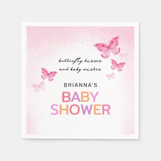 Pink Butterflies Girly Baby shower Servet (Voorkant)