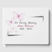 Pink Butterflies On White for Memorial Service Gastenboek (Voorkant)