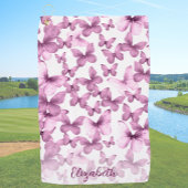 Pink Butterflies Personalized Golf Towel Golfhanddoek