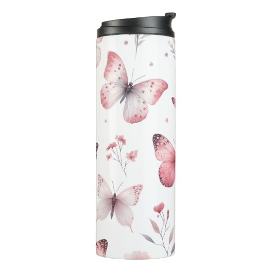 Pink Butterflies Thermosbeker (Gedraaid links)