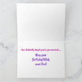 Pink Butterfly Angel Happy Birthday BIG Kaart (Binnen)