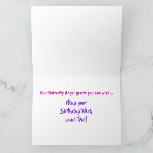 Pink Butterfly Angel Happy Birthday BIG Kaart (Binnen)