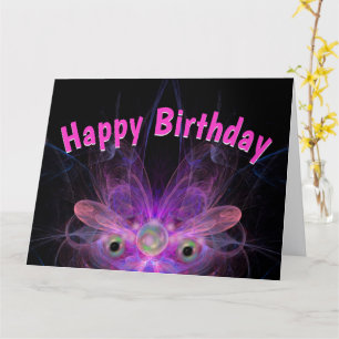 Pink Butterfly Angel Happy Birthday BIG Kaart