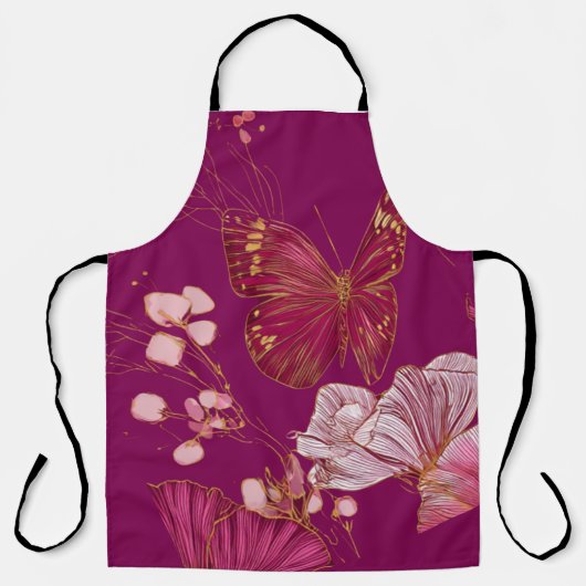 Pink Butterfly Apron Schort (Voorkant)