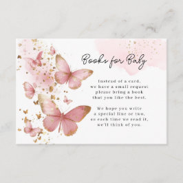 Pink Butterfly Baby Book Request Card Informatiekaartje