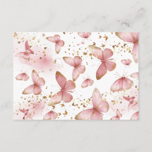 Pink Butterfly Baby Book Request Card Informatiekaartje (Achterkant)