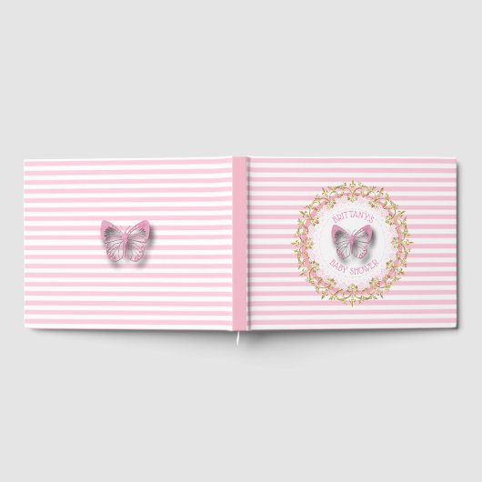 Pink Butterfly Baby gepersonaliseerde douche gaste Gastenboek (Volledig)