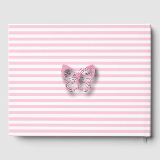 Pink Butterfly Baby gepersonaliseerde douche gaste Gastenboek (Achterkant)