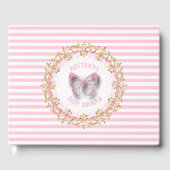 Pink Butterfly Baby gepersonaliseerde douche gaste Gastenboek (Voorkant)