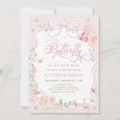 Pink Butterfly Baby Girl Baby Shower Kaart (Voorkant)