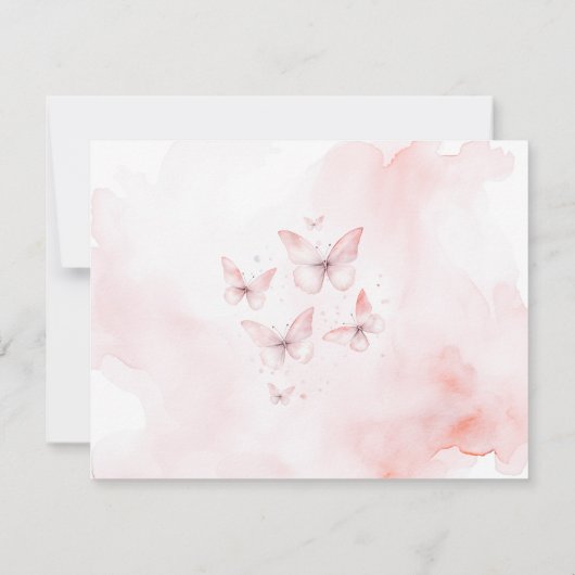 Pink Butterfly Baby shower Bedankt Card (Achterkant)
