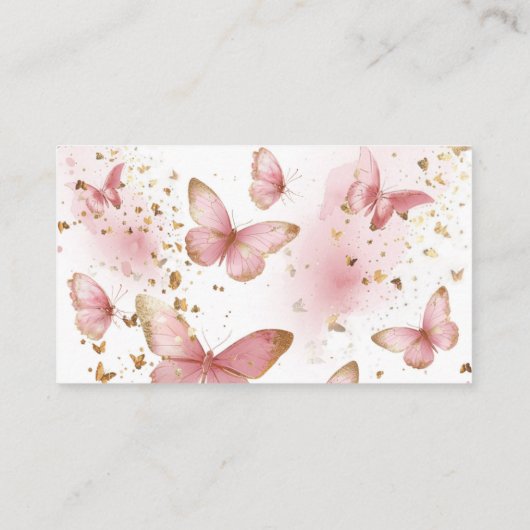 Pink butterfly Baby Shower Enclosure Card Informatiekaartje (Achterkant)