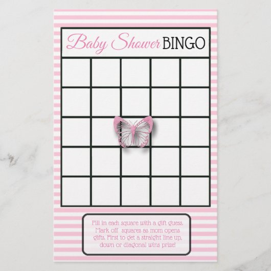 Pink Butterfly Baby shower Games Flyer (Voorkant)