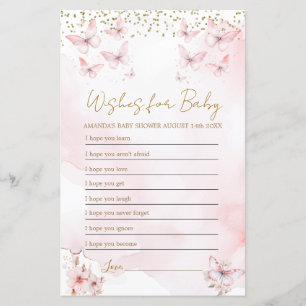 Pink Butterfly Baby shower Wensen voor Baby Game
