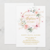 Pink Butterfly Baptism uitnodiging (Voorkant / Achterkant)