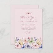 Pink Butterfly Birthday Bedankkaart (Voorkant / Achterkant)