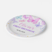 Pink Butterfly Birthday Papieren Bordje (Gekanteld)