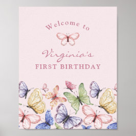 Pink Butterfly Birthday Poster
