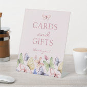 Pink Butterfly Birthday Reclamebord Met Voetstuk (Insitu)