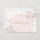 Pink Butterfly bloemenbedankkaart Bedankkaart (Voorkant)