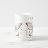 Pink Butterfly Bone China Mug Porselein Kop (Voorkant)