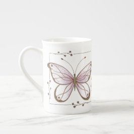 Pink Butterfly Bone China Mug Porselein Kop