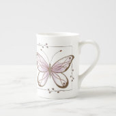 Pink Butterfly Bone China Mug Porselein Kop (Rechts)