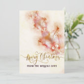 Pink Butterfly Christmas Glitter Feestdagenkaart (Staand voorkant)