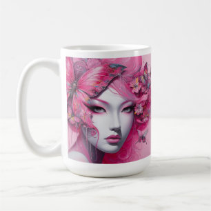 Pink Butterfly Coffee Mok