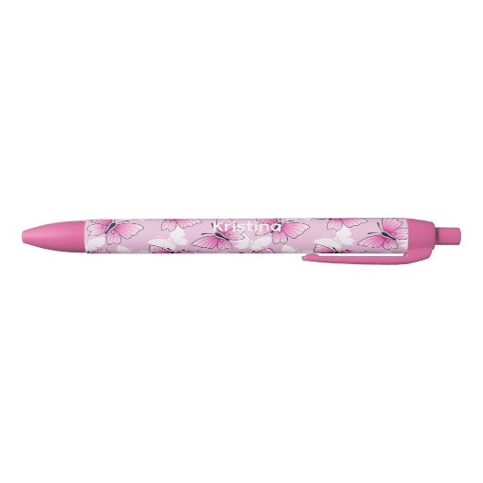 Pink Butterfly Cute Kawaii Personalized Pen (Bodem)