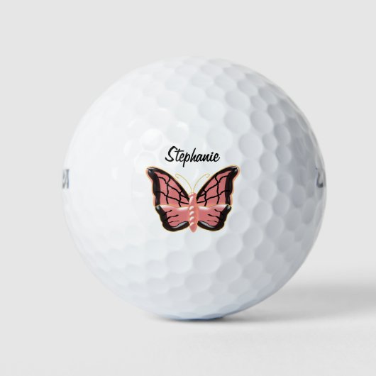 Pink Butterfly Design Golfballen (Voorkant)