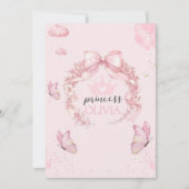 Pink Butterfly Eerste Verjaardag Uitnodiging voor  (Voorkant)