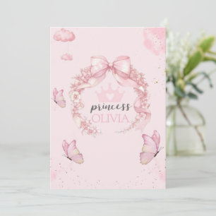 Pink Butterfly Eerste Verjaardag Uitnodiging voor 