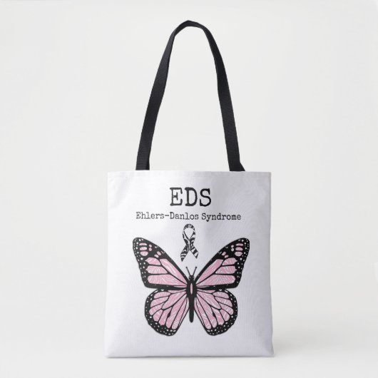 PInk Butterfly Ehlers-Danlos syndroom EDS bag Tote Bag (Voorkant)