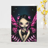 "Pink Butterfly Fairy" Wenskaart Kaart (Gele Bloem)