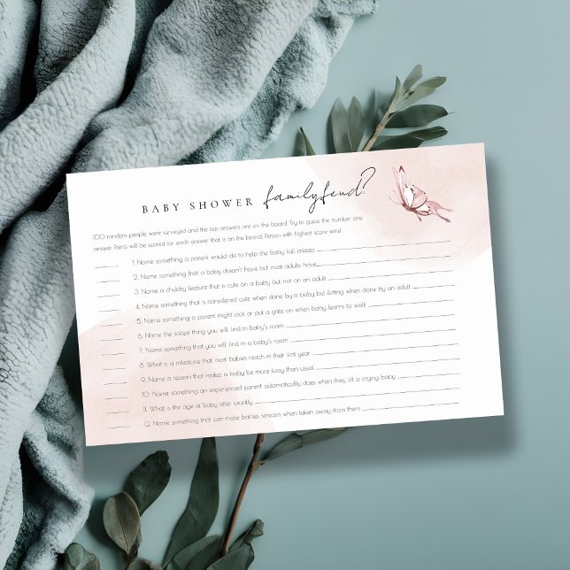Pink Butterfly Family Feud Survey Baby shower spel (Creator heeft geüpload)