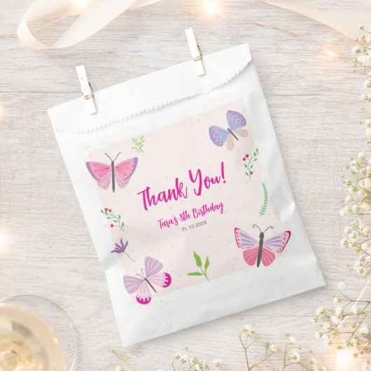Pink Butterfly Favour Bag Bedankzakje (Geknipt)