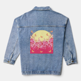 Pink Butterfly Floral Denim Jacket