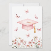 Pink Butterfly Floral Graduation Invitation Kaart (Achterkant)