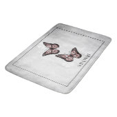 Pink Butterfly Floral Personalized Bath Mat (Gekanteld)