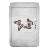 Pink Butterfly Floral Personalized Bath Mat (Voorkant Verticaal)