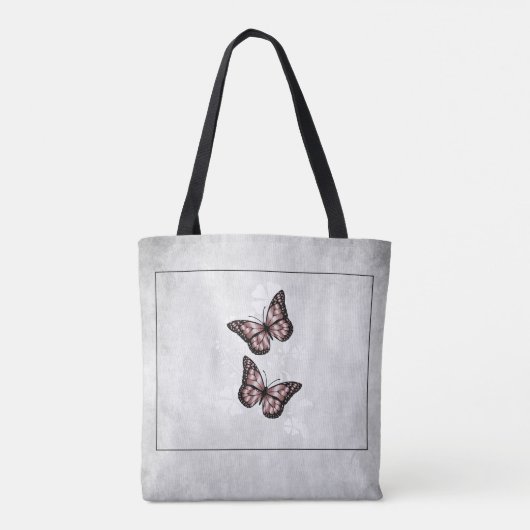Pink Butterfly Floral Personalized Canvas tas (Achterkant)