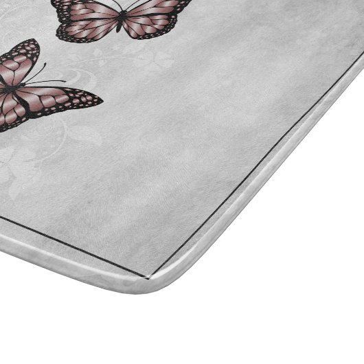 Pink Butterfly Floral Personalized Cutting Board Snijplank (Hoek)