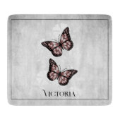 Pink Butterfly Floral Personalized Cutting Board Snijplank (Voorkant)