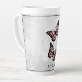 Pink Butterfly Floral Personalized Latte Mok (Linkerhoek)