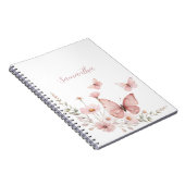 Pink Butterfly Floral Personalized Notitieboek (Rechterzijde)