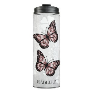 Pink Butterfly Floral Personalized Thermosbeker
